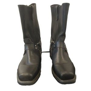 Double-H Men's 13 EE Wide Domestic Harness Full Grain Black Moto Boots USA